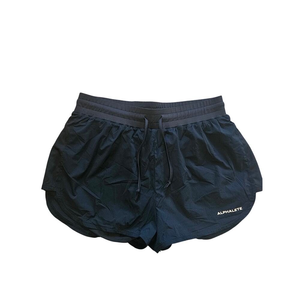 Alphalete womens medium swishy shorts balck Activewear gym workout lined